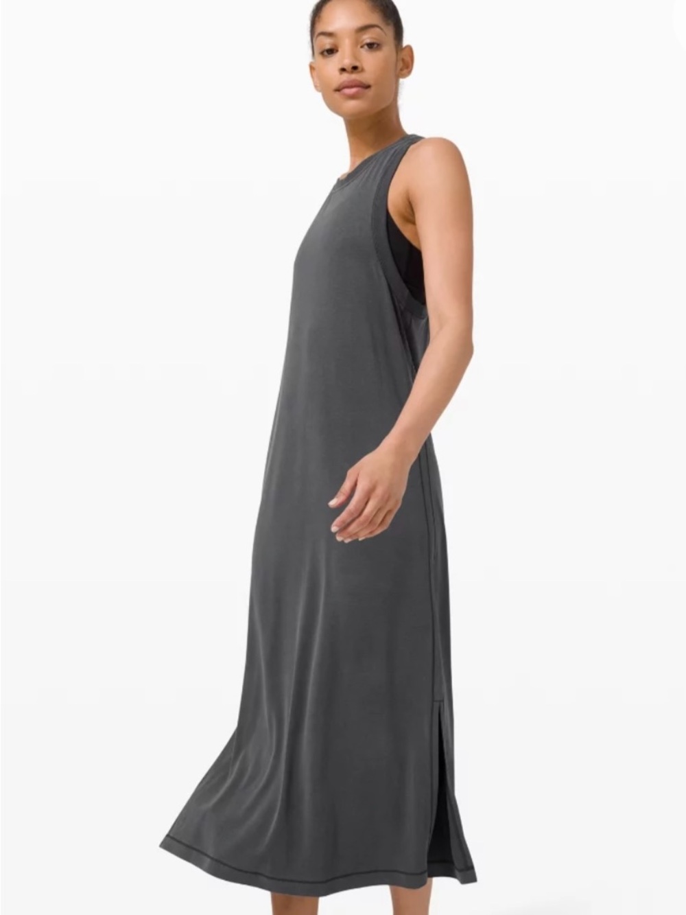lululemon ‘ease it all dress’  high neck sleeveless Charcoal Maxidress 4